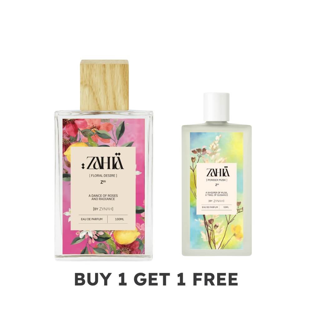 Buy 1 Get 1: Floral Desire (100ml) + Powder Musk (50ml) - Zahia