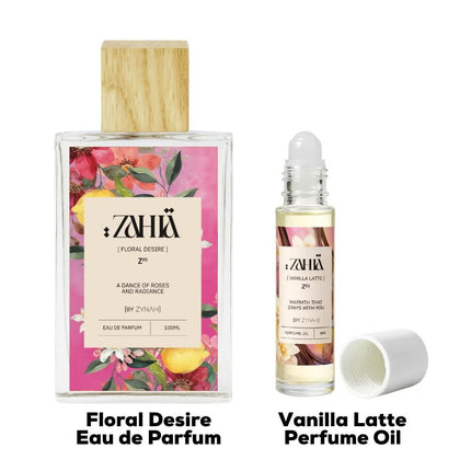 Shop Zahia Floral Desire Eau de Parfum + Vanilla Latte perfume oil Bundle (Limited Time)