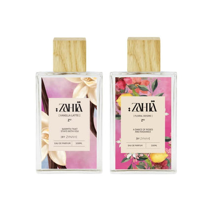 Shop Zahia's Vanilla Latte + Floral Desire Perfumes (50ml)