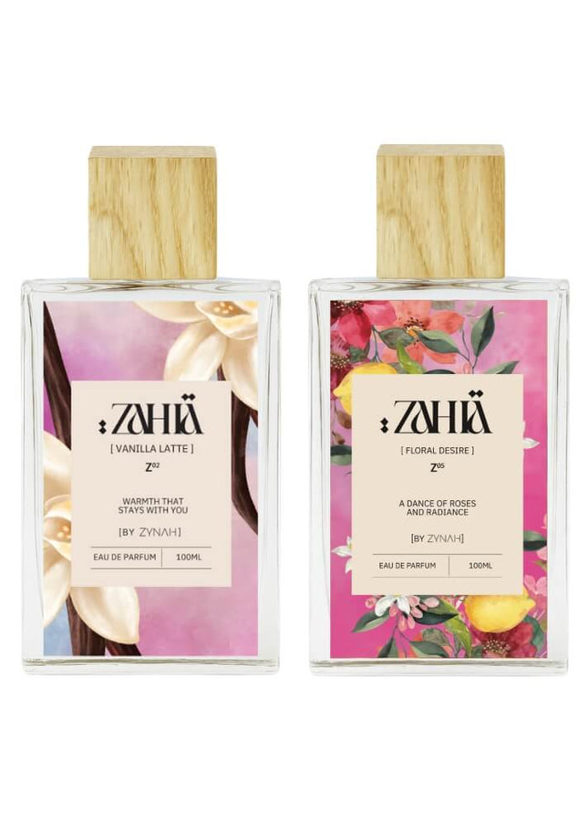 Shop Zahia's Vanilla Latte + Floral Desire Perfumes (50ml)