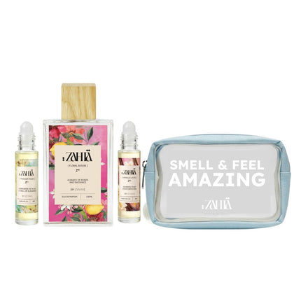 Zahia Perfumes Floral Desire Eau de Parfum & Perfume Oils: Powder Musk + Vanilla Latte Set