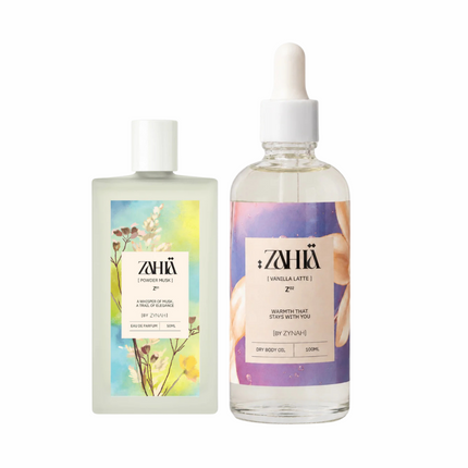 Zahia Powder Musk Perfume + Dry Body Oil Vanilla Latte on ZAHIA