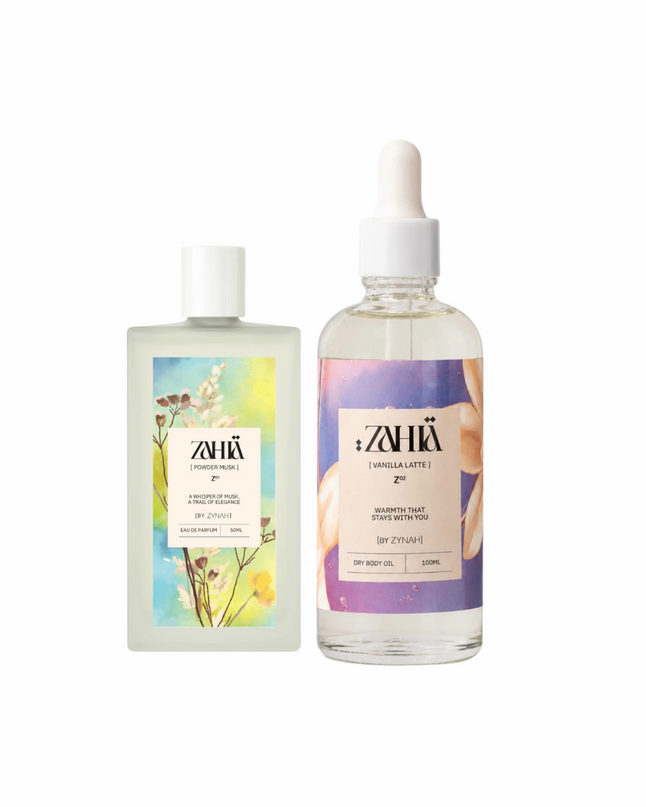 Zahia Powder Musk Perfume + Dry Body Oil Vanilla Latte on ZAHIA